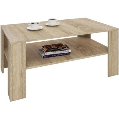 Idimex Table basse LORIENT table de salon rectangulaire avec 1 étagère espace de rangement ouvert en mélaminé décor chêne sonoma Beige - Publicité Idimex Table basse LORIENT table de salon rectangulaire avec 1 étagère espace de rangement ouvert en mélaminé décor chêne sonoma Beige - Publicité