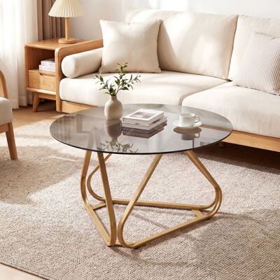 Table Basse Ronde 80 cm COSTWAY Plateau en Verre Trempé Pieds Métallique en Forme de V Patins Réglables Table de Salon Bureau O - Publicité Table Basse Ronde 80 cm COSTWAY Plateau en Verre Trempé Pieds Métallique en Forme de V Patins Réglables Table de Salon Bureau O - Publicité