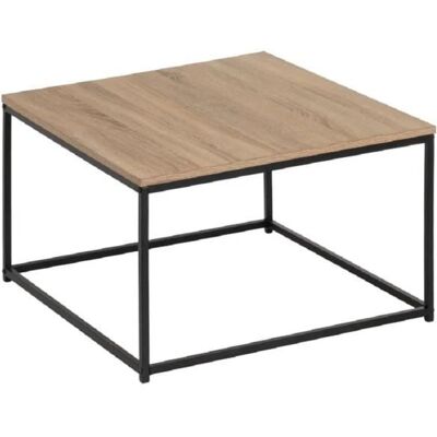 JUANIO Table basse carrée en panneaux de particules coloris chêne avec base en métal noir - Longueur 70 x Profondeur 70 x Hauteur 40 cm Noir - Publicité JUANIO Table basse carrée en panneaux de particules coloris chêne avec base en métal noir - Longueur 70 x Profondeur 70 x Hauteur 40 cm Noir - Publicité