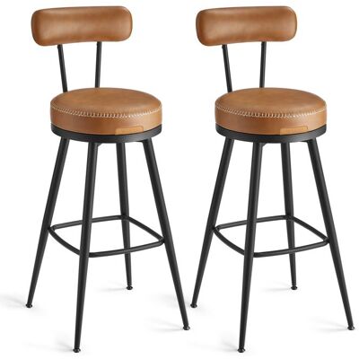 VASAGLE Tabouret de Bar Lot de 2 Siège Rembourré PU avec Coutures Style Moderne Mi-siècle Hauteur 76 cm Marron Caramel Marron - Publicité VASAGLE Tabouret de Bar Lot de 2 Siège Rembourré PU avec Coutures Style Moderne Mi-siècle Hauteur 76 cm Marron Caramel Marron - Publicité