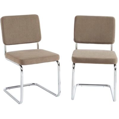BAÏTA Lot de 2 chaises JACK velours côtelé grège pieds métal chromé Beige - Publicité BAÏTA Lot de 2 chaises JACK velours côtelé grège pieds métal chromé Beige - Publicité