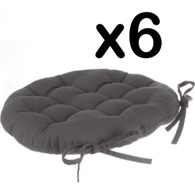 PEGANE Lot de 6 galettes de chaise ronde en coton coloris gris foncé - Diamètre 38cm Gris - Publicité PEGANE Lot de 6 galettes de chaise ronde en coton coloris gris foncé - Diamètre 38cm Gris - Publicité