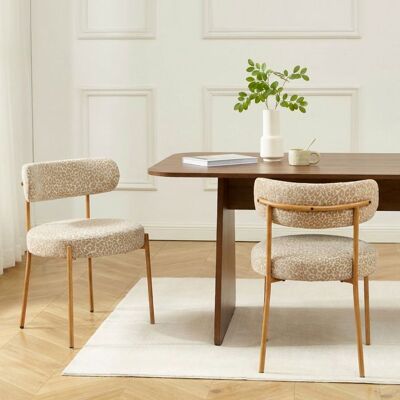 BAÏTA Lot de 2 chaises NOA tissu imprimé léopard beige pieds métal finition bois Beige - Publicité BAÏTA Lot de 2 chaises NOA tissu imprimé léopard beige pieds métal finition bois Beige - Publicité