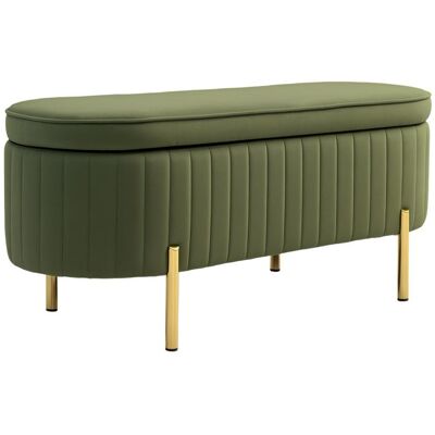 Banc de rangement - HOMCOM - couvercle pieds en métal capacité 72 L - en velours - 108x44x435cm - vert foncé Vert - Publicité Banc de rangement - HOMCOM - couvercle pieds en métal capacité 72 L - en velours - 108x44x435cm - vert foncé Vert - Publicité
