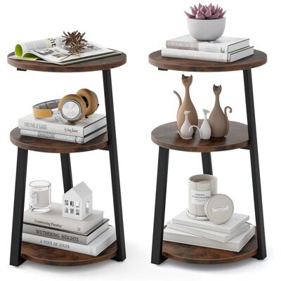 COSTWAY Lot de 2 Table Basse Rond à 3 Niveaux Table dAppoint avec Patins Réglables Table de Chevet pour Salon Chambre Bureau Marron - Publicité COSTWAY Lot de 2 Table Basse Rond à 3 Niveaux Table dAppoint avec Patins Réglables Table de Chevet pour Salon Chambre Bureau Marron - Publicité