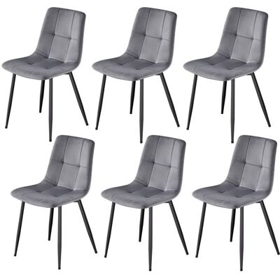 VASAGLE Lot de 6 Chaises de Salle à Manger Chaises Rembourrées en Velours Pieds Réglables pour Cuisine Salon Gris Gris - Publicité VASAGLE Lot de 6 Chaises de Salle à Manger Chaises Rembourrées en Velours Pieds Réglables pour Cuisine Salon Gris Gris - Publicité