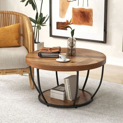 Table Basse Salon 80 cm à 2 Niveaux COSTWAY Cadre en Métal Table Basse Bois Table Ronde dAppoint pour Chambre Naturel Marron - Publicité Table Basse Salon 80 cm à 2 Niveaux COSTWAY Cadre en Métal Table Basse Bois Table Ronde dAppoint pour Chambre Naturel Marron - Publicité