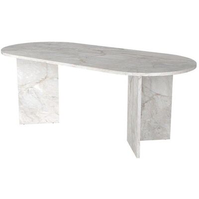 VENTE-UNIQUE Table à manger 8 personnes - Effet marbre blanc - TOPANIA Blanc - Publicité VENTE-UNIQUE Table à manger 8 personnes - Effet marbre blanc - TOPANIA Blanc - Publicité