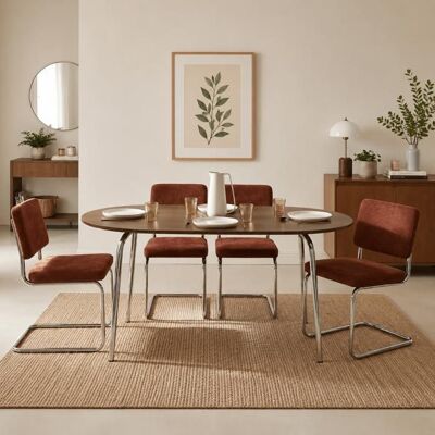 BAÏTA Table à manger VASSI effet noyer 160 cm Marron - Publicité BAÏTA Table à manger VASSI effet noyer 160 cm Marron - Publicité