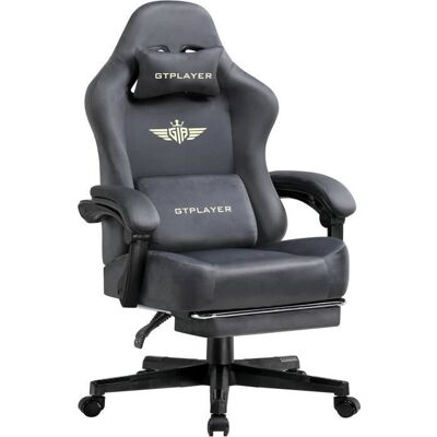 Chaise de gaming - GTPLAYER - GTPLAYER - Tissu respirant - Dossier inclinable 90–150° - Repose‑pieds pliable Gris - Publicité Chaise de gaming - GTPLAYER - GTPLAYER - Tissu respirant - Dossier inclinable 90–150° - Repose‑pieds pliable Gris - Publicité