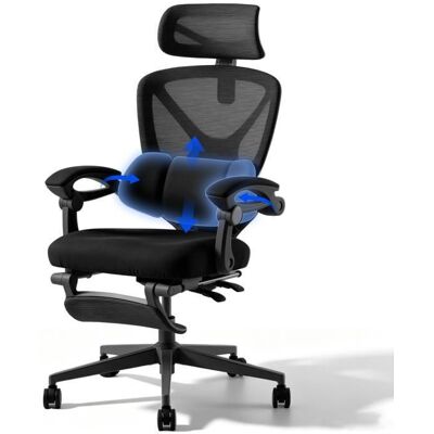 FlexiSpot Chaise de Bureau Ergonomique Appui-tête 3D Chaise avec Auto-accoudoirs et Soutien Lombaire Indépendant en C Noir Noir - Publicité FlexiSpot Chaise de Bureau Ergonomique Appui-tête 3D Chaise avec Auto-accoudoirs et Soutien Lombaire Indépendant en C Noir Noir - Publicité