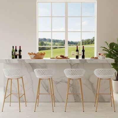 EGGREE Lot de 4 Tabouret de Bar avec Dossier et Repose-Pieds Chaise Haute pour Cuisine Hauteur Assise 68cm Pied en Métal Blanc Blanc - Publicité EGGREE Lot de 4 Tabouret de Bar avec Dossier et Repose-Pieds Chaise Haute pour Cuisine Hauteur Assise 68cm Pied en Métal Blanc Blanc - Publicité