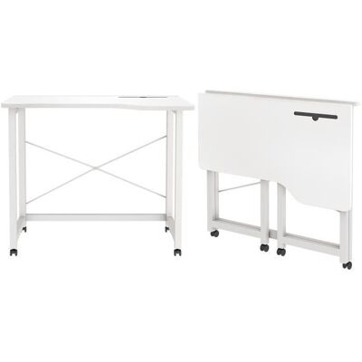 Bureau PlianteTable de Travail Mobile Table dOrdinateur Portables avec 4 roulettes Bureau Informatique Pliante 90x56x75cm Blanc - Publicité Bureau PlianteTable de Travail Mobile Table dOrdinateur Portables avec 4 roulettes Bureau Informatique Pliante 90x56x75cm Blanc - Publicité