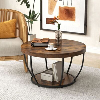 Table Basse Salon 80 cm à 2 Niveaux COSTWAY Cadre en Métal Table Basse Bois Table Ronde dAppoint pour Chambre Marron Marron - Publicité Table Basse Salon 80 cm à 2 Niveaux COSTWAY Cadre en Métal Table Basse Bois Table Ronde dAppoint pour Chambre Marron Marron - Publicité