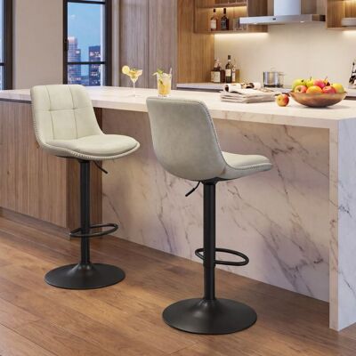 VASAGLE Tabourets de Bar Lot de 2 Pivotant et Réglable en Hauteur en PU 44 x 47 x 93-114 cm Blanc et Noir Blanc - Publicité VASAGLE Tabourets de Bar Lot de 2 Pivotant et Réglable en Hauteur en PU 44 x 47 x 93-114 cm Blanc et Noir Blanc - Publicité