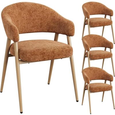 Chaises de salle à manger WOLTU - Lot de 4 - Accoudoirs incurvés - Orange - Dossier ajouré - Tissu chenille Orange - Publicité Chaises de salle à manger WOLTU - Lot de 4 - Accoudoirs incurvés - Orange - Dossier ajouré - Tissu chenille Orange - Publicité