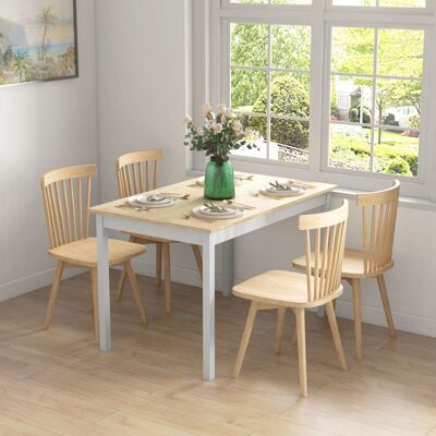 Generic Table à manger table de cuisine structure en bois massif 4 personnes design vintage 120 cm naturel et blanc Blanc - Publicité Generic Table à manger table de cuisine structure en bois massif 4 personnes design vintage 120 cm naturel et blanc Blanc - Publicité