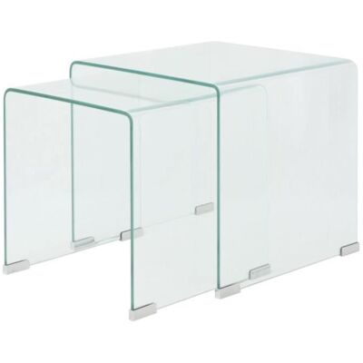 Ensemble de tables gigognes - vidaXL - 2 pièces - Verre trempé - Transparent - Design contemporain - Publicité Ensemble de tables gigognes - vidaXL - 2 pièces - Verre trempé - Transparent - Design contemporain - Publicité
