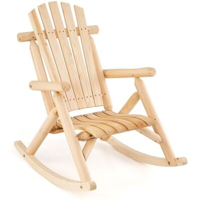 Chaise Adirondack à Bascule de Jardin COSTWAY Bois Massif Siège Incurvé Haut Dossier Éventail pour Patio Cour Charge 150 KG Beige - Publicité Chaise Adirondack à Bascule de Jardin COSTWAY Bois Massif Siège Incurvé Haut Dossier Éventail pour Patio Cour Charge 150 KG Beige - Publicité