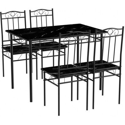 EGGREE Ensemble de salle à manger avec 4 chaises en bois et métal Pour salle à manger cuisine cuisine Marbre noir Noir - Publicité EGGREE Ensemble de salle à manger avec 4 chaises en bois et métal Pour salle à manger cuisine cuisine Marbre noir Noir - Publicité