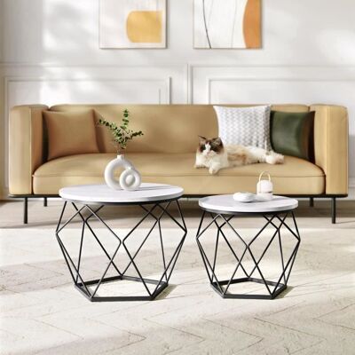 Ensemble de Tables Basses VASAGLE Blanc/Noir - Moderne et Polyvalent - Publicité Ensemble de Tables Basses VASAGLE Blanc/Noir - Moderne et Polyvalent - Publicité
