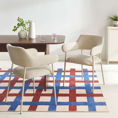 BAÏTA Lot de 2 fauteuils repas IVAN tissu beige glacé pieds métal beige Beige - Publicité BAÏTA Lot de 2 fauteuils repas IVAN tissu beige glacé pieds métal beige Beige - Publicité