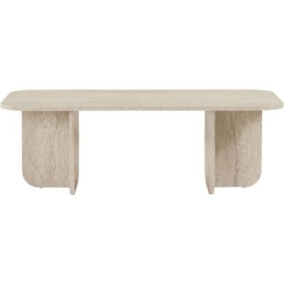 CALICOSY - Table basse rectangulaire avec plateau aux bords arrondis L120 cm - BECAJ - Travertin Beige - Publicité CALICOSY - Table basse rectangulaire avec plateau aux bords arrondis L120 cm - BECAJ - Travertin Beige - Publicité