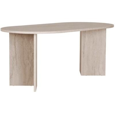 CALICOSY - Table à manger avec bords arrondis L180 cm - SABLE - Travertin Beige - Publicité CALICOSY - Table à manger avec bords arrondis L180 cm - SABLE - Travertin Beige - Publicité