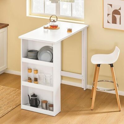 Table de Bar SoBuy Mange Debout avec 3 Étagères Latérales Rangement Petits Espaces Table Haute Cuisine Salon Blanche 112x57x106cm Blanc - Publicité Table de Bar SoBuy Mange Debout avec 3 Étagères Latérales Rangement Petits Espaces Table Haute Cuisine Salon Blanche 112x57x106cm Blanc - Publicité