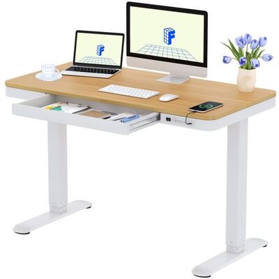 FlexiSpot Q3 Bureau Assis Debout 120x60cm avec Affichage LED Fonction Mémoire et Port USB Table Électrique avec Tiroir Maple - Publicité FlexiSpot Q3 Bureau Assis Debout 120x60cm avec Affichage LED Fonction Mémoire et Port USB Table Électrique avec Tiroir Maple - Publicité