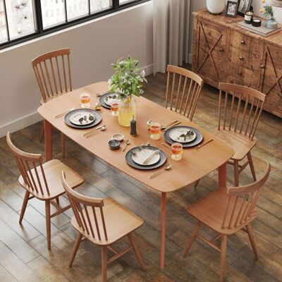 Generic Table à manger rectangulaire pour 6 personnes table de cuisine 150 cm en bois massif 150 x 80 x 76 cm bois naturel Marron - Publicité Generic Table à manger rectangulaire pour 6 personnes table de cuisine 150 cm en bois massif 150 x 80 x 76 cm bois naturel Marron - Publicité