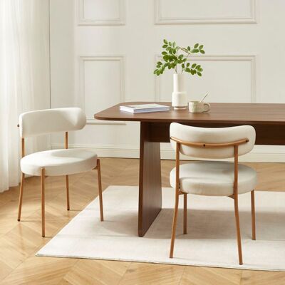 BAÏTA Lot de 2 chaises NOA tissu beige pieds métal finition bois Beige - Publicité BAÏTA Lot de 2 chaises NOA tissu beige pieds métal finition bois Beige - Publicité