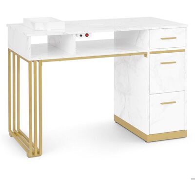 BarberPub Table de manicor avec 3 tiroirs et 2 étagères table de clous avec aspiration table à terme en bois 2472 Blanc - Publicité BarberPub Table de manicor avec 3 tiroirs et 2 étagères table de clous avec aspiration table à terme en bois 2472 Blanc - Publicité