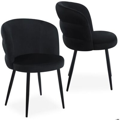 MENZZO Lot de 2 chaises modernes matelassées Malawi Velours Noir - Chaises Salle À Manger Noir - Publicité MENZZO Lot de 2 chaises modernes matelassées Malawi Velours Noir - Chaises Salle À Manger Noir - Publicité