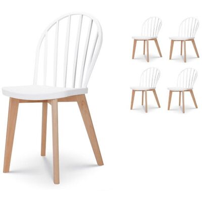 KOSMI Ensemble de 4 Chaises Blanches - Mobilier Minimaliste - Publicité KOSMI Ensemble de 4 Chaises Blanches - Mobilier Minimaliste - Publicité