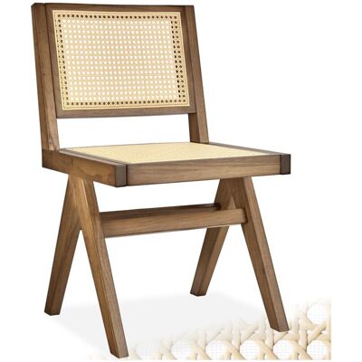 Chaise - TECTAKE - Fauteuil LISSY style boho avec cannage viennois en bois et accoudoirs 485 x 535 x 83 cm - Chêne clair Marron - Publicité Chaise - TECTAKE - Fauteuil LISSY style boho avec cannage viennois en bois et accoudoirs 485 x 535 x 83 cm - Chêne clair Marron - Publicité