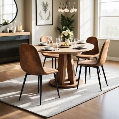 FurnitureR Lot de 4 Chaises de Salle à Manger en Simili Suede Scandinave Vintage Rétro Pour Cuisine Salle à Manger Salon Marron Marron - Publicité FurnitureR Lot de 4 Chaises de Salle à Manger en Simili Suede Scandinave Vintage Rétro Pour Cuisine Salle à Manger Salon Marron Marron - Publicité