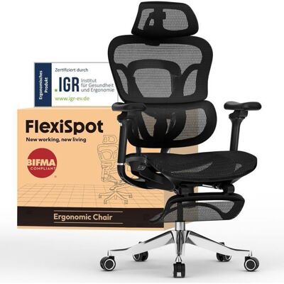 FlexiSpot ErgoX Max Chaise Ergonomique avec Repose-Pieds Capacité 300 kg avec Appui-tête 4D et Accoudoirs 5DDossier Intégré Noir Noir - Publicité FlexiSpot ErgoX Max Chaise Ergonomique avec Repose-Pieds Capacité 300 kg avec Appui-tête 4D et Accoudoirs 5DDossier Intégré Noir Noir - Publicité