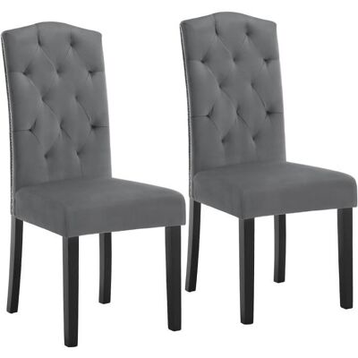 EUGAD 2x Chaise Salle à Manger Chaise Scandinave Dossier Haut Assise Rembourrée en Velours Pieds en Bois Massif Gris Foncé Gris - Publicité EUGAD 2x Chaise Salle à Manger Chaise Scandinave Dossier Haut Assise Rembourrée en Velours Pieds en Bois Massif Gris Foncé Gris - Publicité