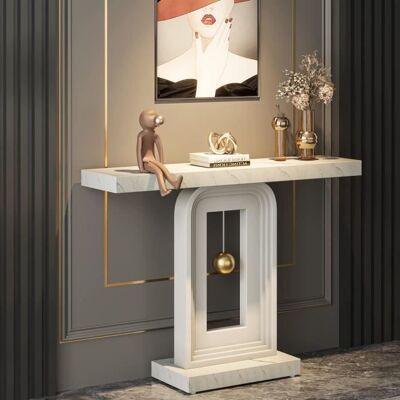 Tribesigns Table Console Meuble Entree 100cm Impression Marbre de Couloir Table Dentrée Table Console en Bois pour Salon Couloir Blanc - Publicité Tribesigns Table Console Meuble Entree 100cm Impression Marbre de Couloir Table Dentrée Table Console en Bois pour Salon Couloir Blanc - Publicité