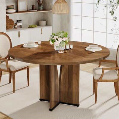 Tribesigns Ronde Table à Manger Industriel pour 4 Personnes - 100 x 100 x 75 cm - avec Dessus et Pieds en Bois - Marron Marron - Publicité Tribesigns Ronde Table à Manger Industriel pour 4 Personnes - 100 x 100 x 75 cm - avec Dessus et Pieds en Bois - Marron Marron - Publicité