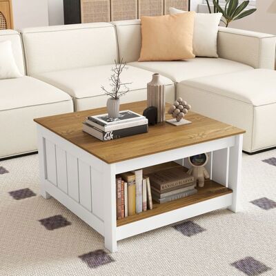 Table Basse Salon à 2 Niveaux COSTWAY Étagère de Rangement Table Cocktail Carrée Rustique pour Chambre Salon Bureau Bar Blanc - Publicité Table Basse Salon à 2 Niveaux COSTWAY Étagère de Rangement Table Cocktail Carrée Rustique pour Chambre Salon Bureau Bar Blanc - Publicité