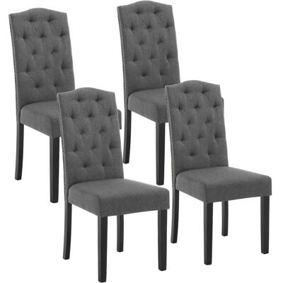 EUGAD 4x Chaise Salle à Manger Chaise Scandinave Dossier Haut Assise Rembourrée en Lin Pieds en Bois Massif Gris Foncé E0AG0092-4 Gris - Publicité EUGAD 4x Chaise Salle à Manger Chaise Scandinave Dossier Haut Assise Rembourrée en Lin Pieds en Bois Massif Gris Foncé E0AG0092-4 Gris - Publicité