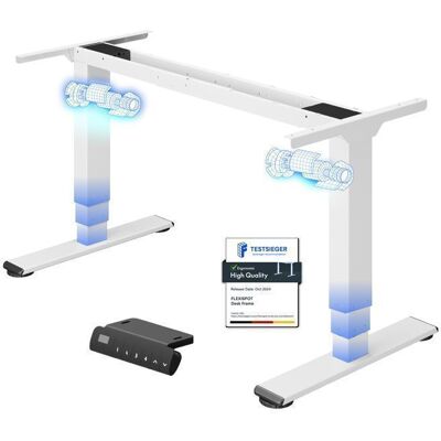 FlexiSpot Bureau Assis-Debout Électrique 2 Moteurs Hauteur Réglable 3 Colonnes Charge 100 kg Anti-Collision Blanc Blanc - Publicité FlexiSpot Bureau Assis-Debout Électrique 2 Moteurs Hauteur Réglable 3 Colonnes Charge 100 kg Anti-Collision Blanc Blanc - Publicité