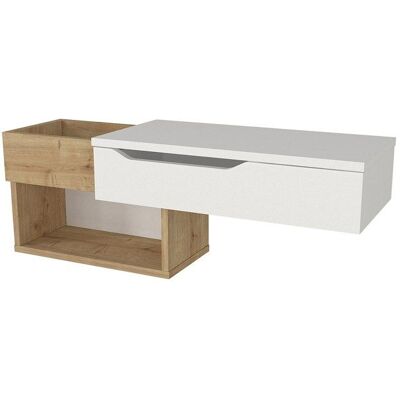 VENTE-UNIQUE Console suspendue avec 1 tiroir et 2 niches - Naturel et blanc - DAREKA Beige - Publicité VENTE-UNIQUE Console suspendue avec 1 tiroir et 2 niches - Naturel et blanc - DAREKA Beige - Publicité