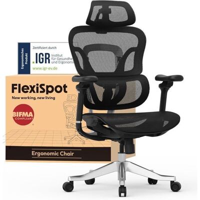 FlexiSpot Max Chaise Ergonomique Capacité de 300kg avec Appui-tête 4D et Accoudoirs 5D Dossier Intégré et Lombaire Noir Noir - Publicité FlexiSpot Max Chaise Ergonomique Capacité de 300kg avec Appui-tête 4D et Accoudoirs 5D Dossier Intégré et Lombaire Noir Noir - Publicité