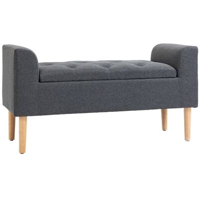 HOMCOM - Banc de rangement - Tissu polyester au toucher lin - 116x44x58cm - Gris foncé Gris - Publicité HOMCOM - Banc de rangement - Tissu polyester au toucher lin - 116x44x58cm - Gris foncé Gris - Publicité