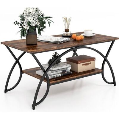 COSTWAY Table Basse de Style Industriel à 2 Niveaux 100x50x45 CM Table de Salon avec Structure Métal Coussinets de Pied Réglables Blanc - Publicité COSTWAY Table Basse de Style Industriel à 2 Niveaux 100x50x45 CM Table de Salon avec Structure Métal Coussinets de Pied Réglables Blanc - Publicité