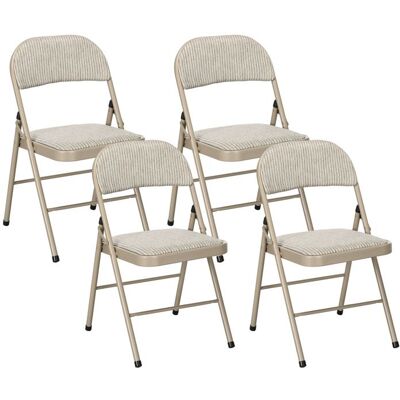 Lot de 4 chaises pliantes HOMCOM chaises de salle à manger portables avec coussin en lin et cadre en acier beige Beige - Publicité Lot de 4 chaises pliantes HOMCOM chaises de salle à manger portables avec coussin en lin et cadre en acier beige Beige - Publicité