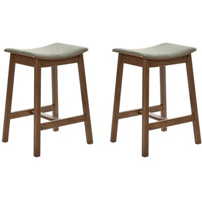 BELIANI Lot de 2 tabourets de bar DIXON Bois Marron foncé/ Vert Marron - Publicité BELIANI Lot de 2 tabourets de bar DIXON Bois Marron foncé/ Vert Marron - Publicité